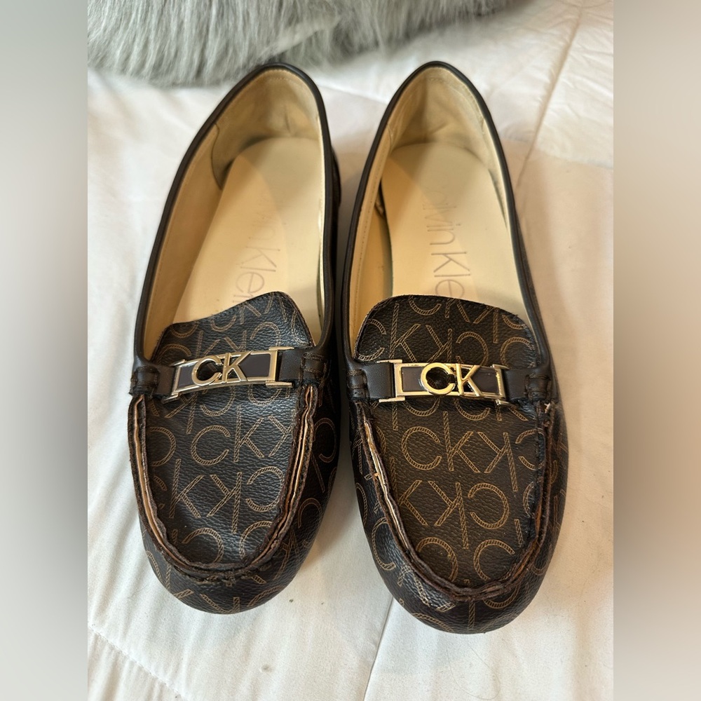 Calvin Klein Brown Loafers with Gold Hardware
